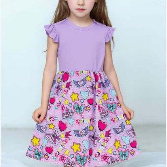 Other - HEARTS & BOWS DRESS GIRLS WITH BRACELET AND HAIR CLIP - LAVENDER